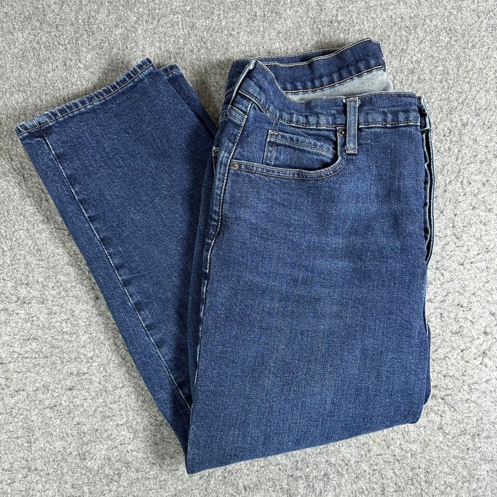 Old Navy Sky-Hi Straight Jeans Womens 16 Petite Extra High Rise Button Fly‎ Blue